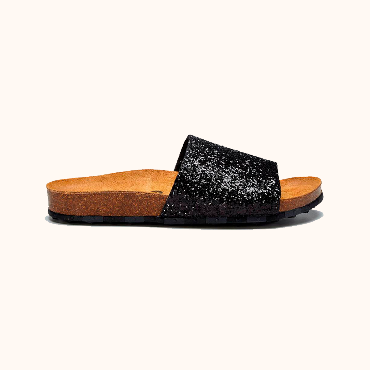 Sandalia Flat Ccilu para Dama - Negro con Glitter