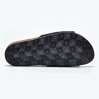 Sandalia Flat Ccilu para Dama - Negro con Glitter