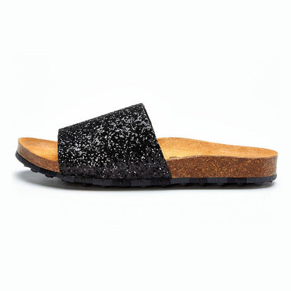 Sandalia Flat Ccilu para Dama - Negro con Glitter