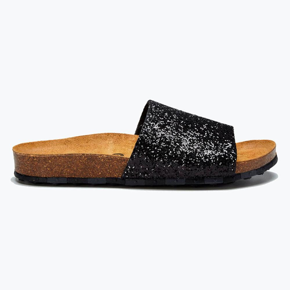 Sandalia Flat Ccilu para Dama - Negro con Glitter