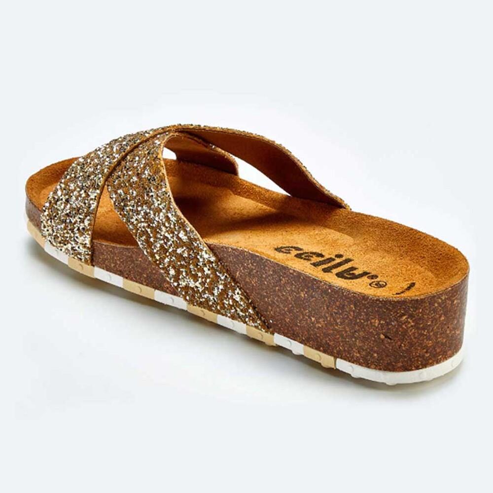 Sandalia con plataforma Ccilu para Dama - Dorado con Glitter