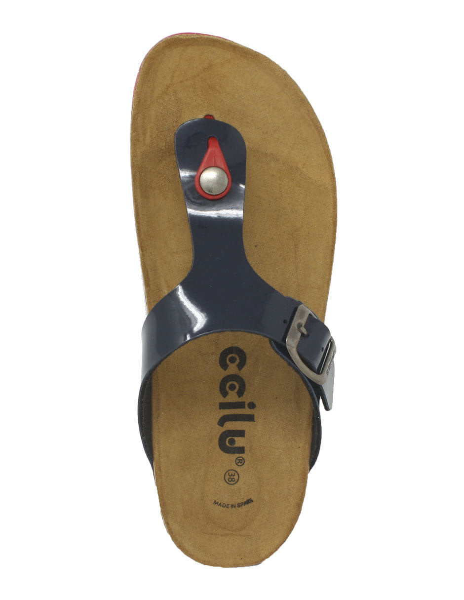 Sandalia Flat Ccilu para dama-Azul