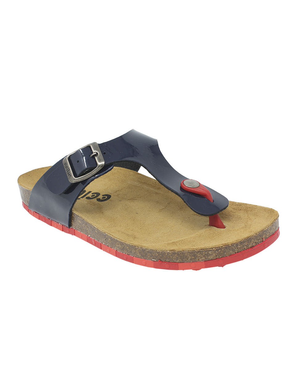 Sandalia Flat Ccilu para dama-Azul